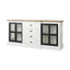 Mercana Bourchier 75x21 White/Black Solid Wood Frame Brown Top 4 Drawer 2 Glass Cabinet Buffet