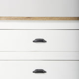 Mercana Bourchier 75x21 White/Black Solid Wood Frame Brown Top 4 Drawer 2 Glass Cabinet Buffet