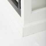 Mercana Bourchier 75x21 White/Black Solid Wood Frame Brown Top 4 Drawer 2 Glass Cabinet Buffet