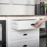 Mercana Bourchier 75x21 White/Black Solid Wood Frame Brown Top 4 Drawer 2 Glass Cabinet Buffet