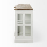 Mercana Bourchier 75x21 White/Black Solid Wood Frame Brown Top 4 Drawer 2 Glass Cabinet Buffet