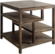 Mercana Wright II 22" x 21.9" Square Top Medium Brown Wooden Multi-Shelf End/Side Table