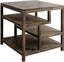 Mercana Wright II 22" x 21.9" Square Top Medium Brown Wooden Multi-Shelf End/Side Table