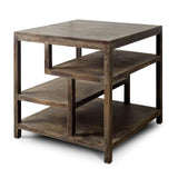 Mercana Wright II 22" x 21.9" Square Top Medium Brown Wooden Multi-Shelf End/Side Table