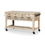 Mercana Columbia 62L x 28W x 36H I Light Brown Body w/ Black Iron Knobs Rolling Kitchen Island
