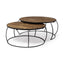 Mercana Clapp I Set of 2 (41" & 38") Round Brown Wood Top Black Iron Base Nesting Coffee Tables