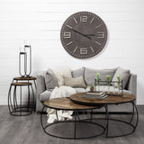 Mercana Clapp I Set of 2 (41" & 38") Round Brown Wood Top Black Iron Base Nesting Coffee Tables
