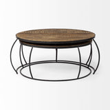 Mercana Clapp I Set of 2 (41" & 38") Round Brown Wood Top Black Iron Base Nesting Coffee Tables