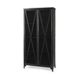 Mercana Poppy II 73.8" H Black Metal With Glass Door Display Cabinet