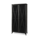 Mercana Poppy II 73.8" H Black Metal With Glass Door Display Cabinet