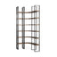 Mercana Turner II 37L x 10.5W x 90H Curved Dark Brown Wood And Black Iron Six Shelving Unit