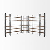 Mercana Turner II 37L x 10.5W x 90H Curved Dark Brown Wood And Black Iron Six Shelving Unit