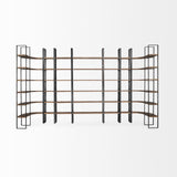 Mercana Turner II 37L x 10.5W x 90H Curved Dark Brown Wood And Black Iron Six Shelving Unit