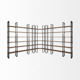 Mercana Taunton II 80L x 10.5W x 90H Dark Brown Wood And Black Iron Six Shelving Unit