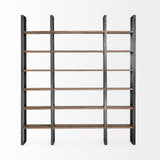 Mercana Taunton II 80L x 10.5W x 90H Dark Brown Wood And Black Iron Six Shelving Unit
