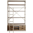 Mercana Brodie VI 57L x 20.5W x 94H Light Brown Wood Nickle Ladder Four Shelf Shelving Unit