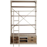 Mercana Brodie VI 57L x 20.5W x 94H Light Brown Wood Nickle Ladder Four Shelf Shelving Unit