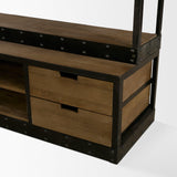 Mercana Brodie VIII 57L x 20.5W x 94H Brown Wood Gun-Metal Ladder Four Shelf Shelving Unit