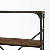 Mercana Brodie VIII 57L x 20.5W x 94H Brown Wood Gun-Metal Ladder Four Shelf Shelving Unit