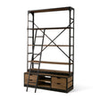 Mercana Brodie VIII 57L x 20.5W x 94H Brown Wood Gun-Metal Ladder Four Shelf Shelving Unit