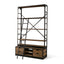 Mercana Brodie VIII 57L x 20.5W x 94H Brown Wood Gun-Metal Ladder Four Shelf Shelving Unit