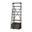 Mercana Brodie VII 32L x 22W x 94H Brown Wood Gun-Metal Bracing Four Shelf Shelving Unit