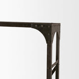 Mercana Brodie VII 32L x 22W x 94H Brown Wood Gun-Metal Bracing Four Shelf Shelving Unit