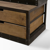 Mercana Brodie VII 32L x 22W x 94H Brown Wood Gun-Metal Bracing Four Shelf Shelving Unit