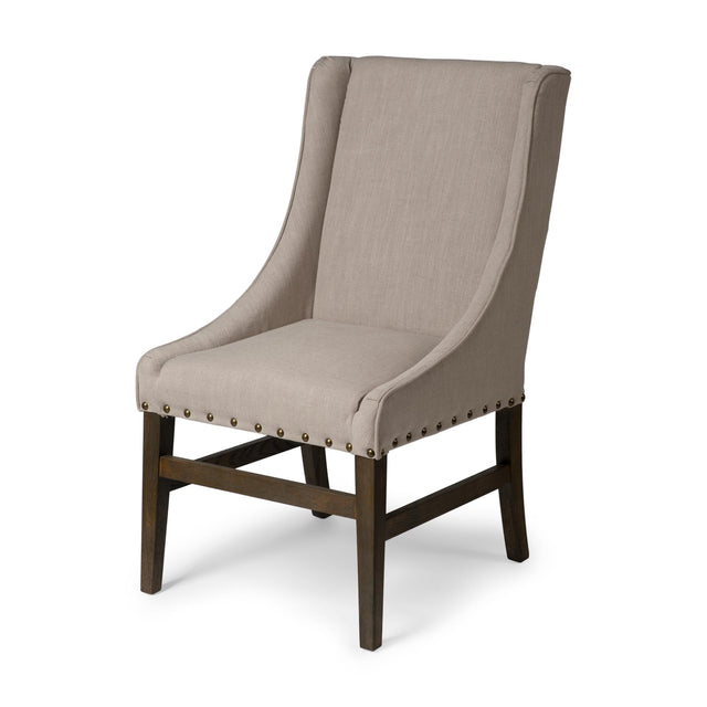 Mercana Kensington I Beige Fabric and Solid Wood Dining Chair