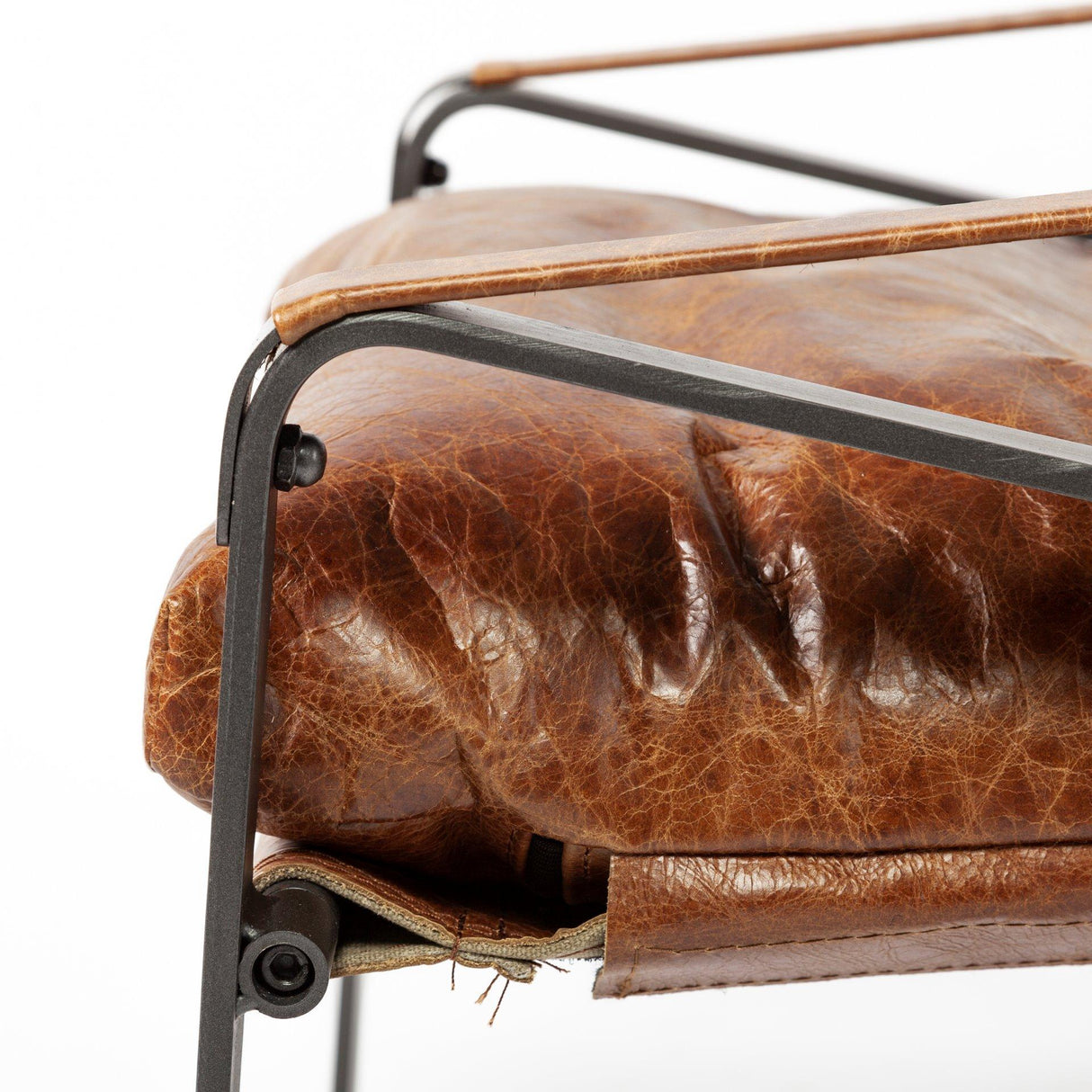 Mercana Hornet I 27.0L x 35.0W x 36.0H Brown Leather Unibody Seat w/ Black Metal Frame Accent Chair