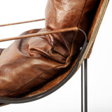 Mercana Hornet I 27.0L x 35.0W x 36.0H Brown Leather Unibody Seat w/ Black Metal Frame Accent Chair