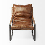 Mercana Hornet I 27.0L x 35.0W x 36.0H Brown Leather Unibody Seat w/ Black Metal Frame Accent Chair