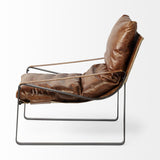 Mercana Hornet I 27.0L x 35.0W x 36.0H Brown Leather Unibody Seat w/ Black Metal Frame Accent Chair