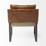 Mercana Hornet I 27.0L x 35.0W x 36.0H Brown Leather Unibody Seat w/ Black Metal Frame Accent Chair