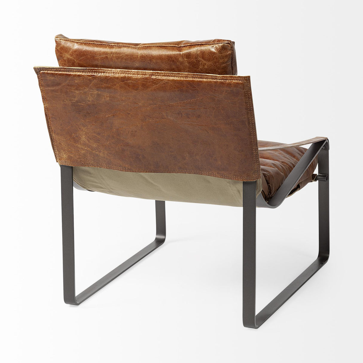 Mercana Hornet I 27.0L x 35.0W x 36.0H Brown Leather Unibody Seat w/ Black Metal Frame Accent Chair