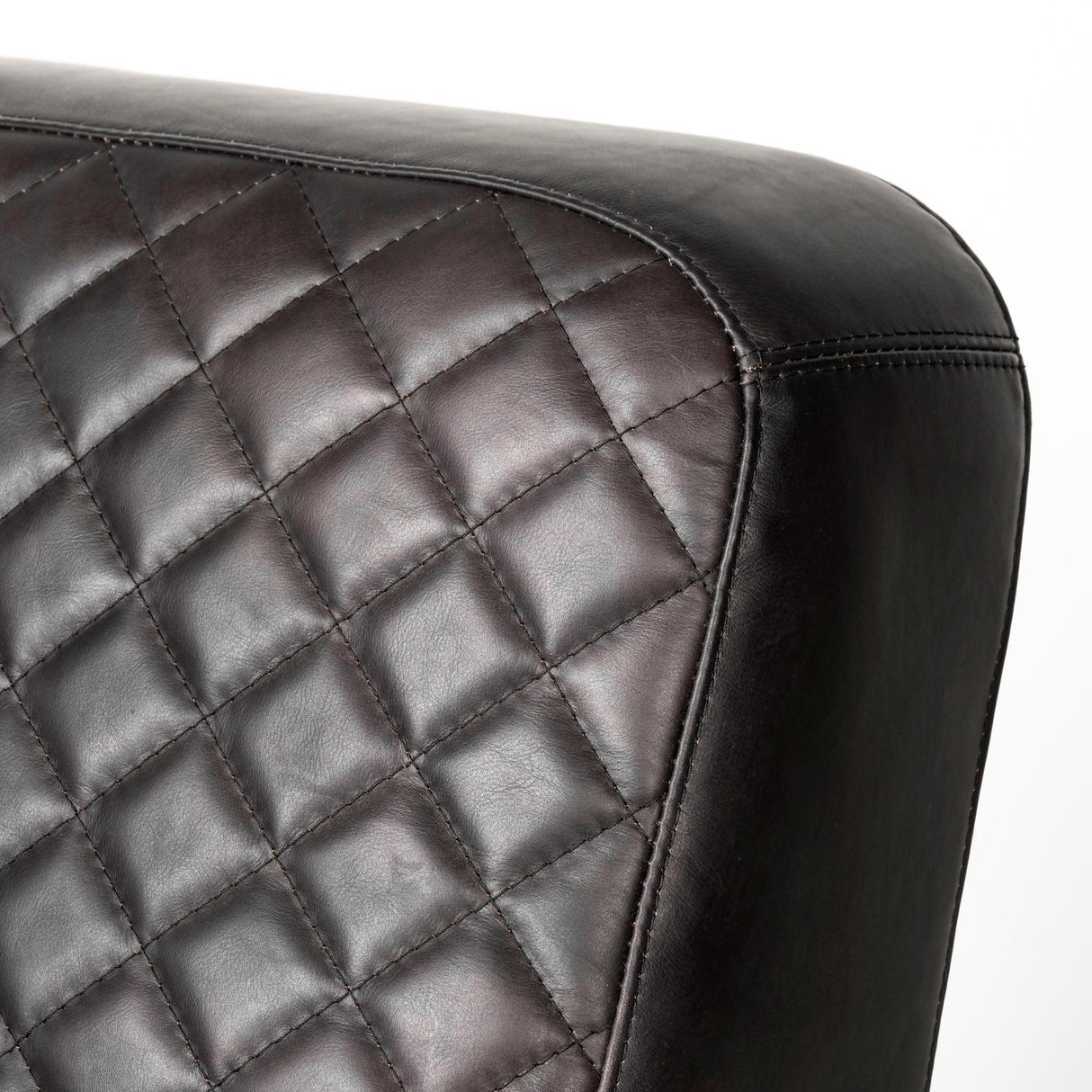 Mercana Horace I Black Leather Diamond Pattern w/Gold Iron Frame Accent Chair