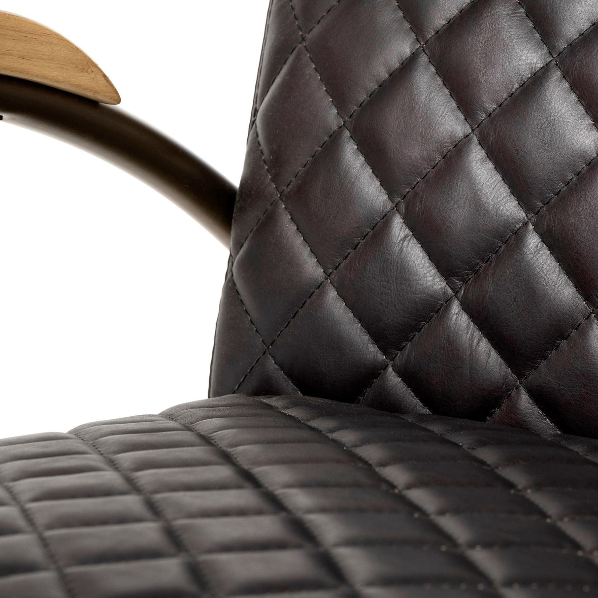 Mercana Horace I Black Leather Diamond Pattern w/Gold Iron Frame Accent Chair