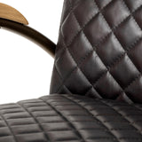 Mercana Horace I Black Leather Diamond Pattern w/Gold Iron Frame Accent Chair