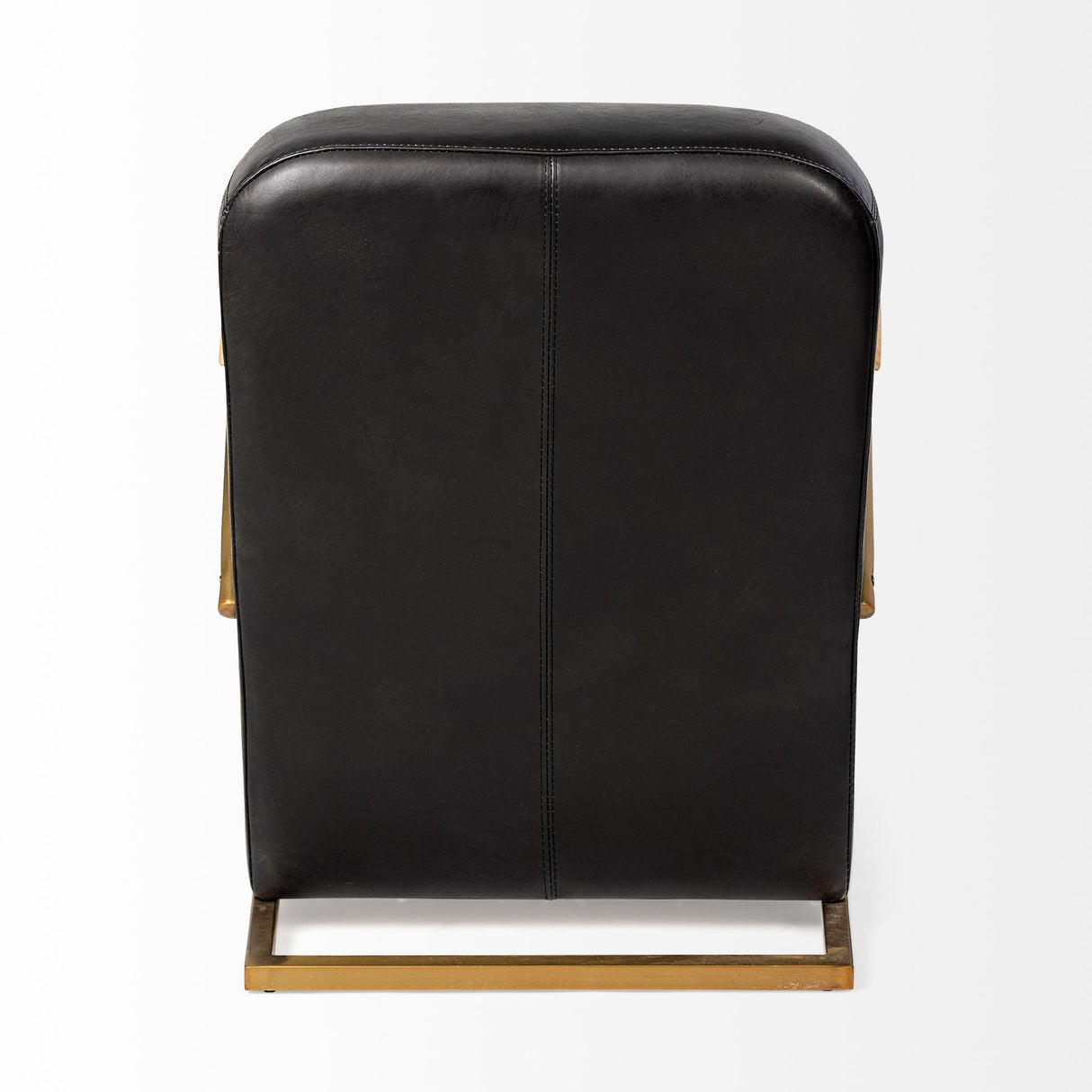 Mercana Horace I Black Leather Diamond Pattern w/Gold Iron Frame Accent Chair
