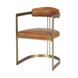 Mercana Hollyfield I Brown Leather Seat Gold Iron Frame Dining Chair
