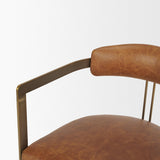Mercana Hollyfield I Brown Leather Seat Gold Iron Frame Dining Chair