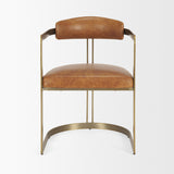 Mercana Hollyfield I Brown Leather Seat Gold Iron Frame Dining Chair