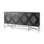 Mercana Hogarth I 72x15 Two-Tone Brown Solid Wood Base Silver Frame 4 Cabinet Sideboard