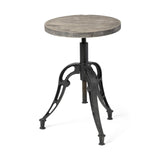 Mercana Emslie I 19"-25" Brown Wood Seat Black Metal Frame Stool