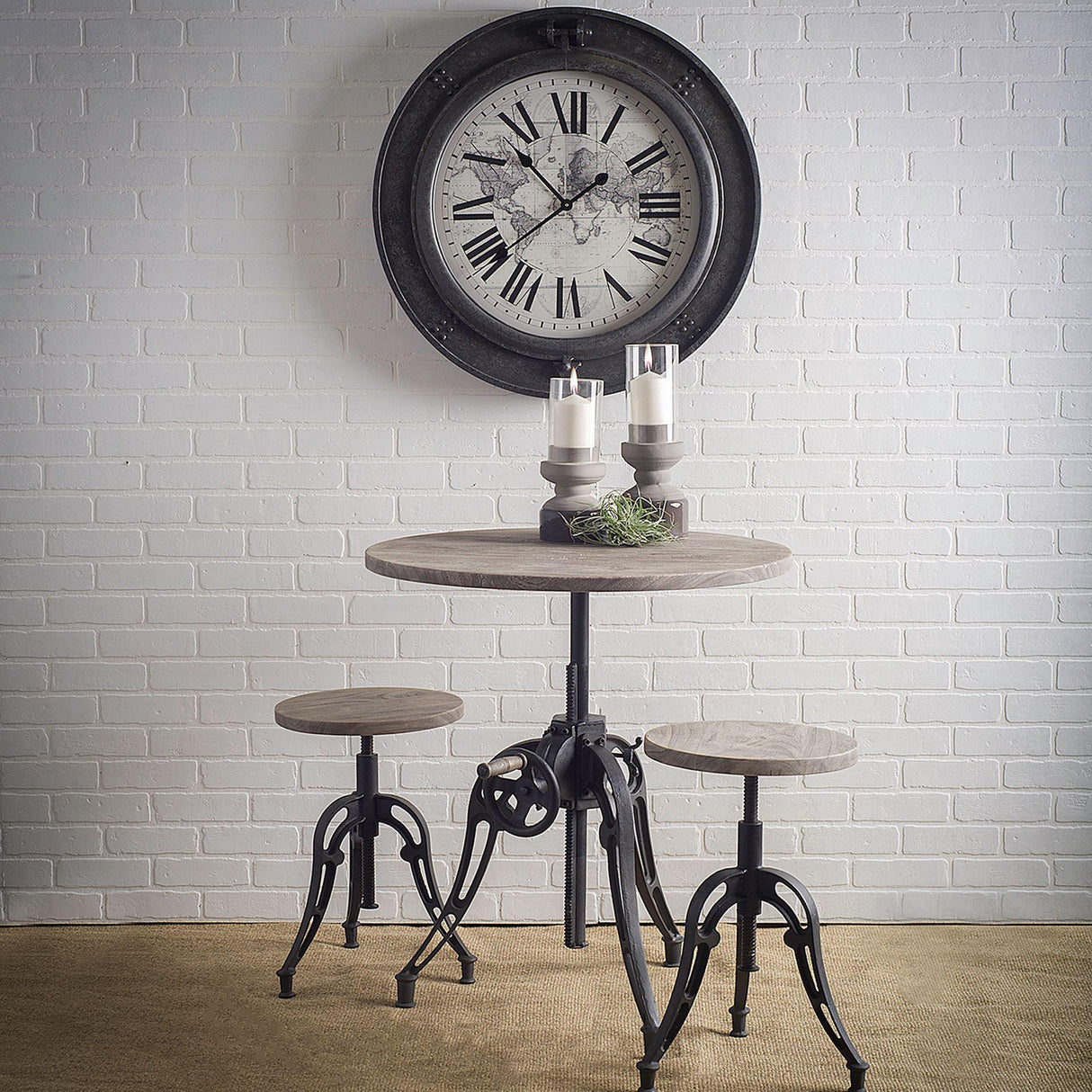 Mercana Emslie I 19"-25" Brown Wood Seat Black Metal Frame Stool