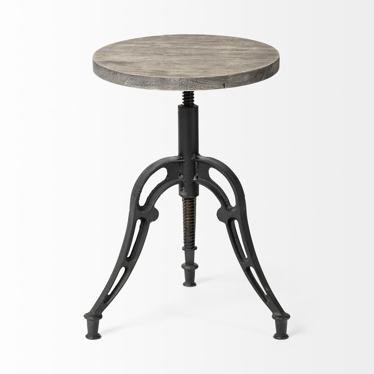 Mercana Emslie I 19"-25" Brown Wood Seat Black Metal Frame Stool