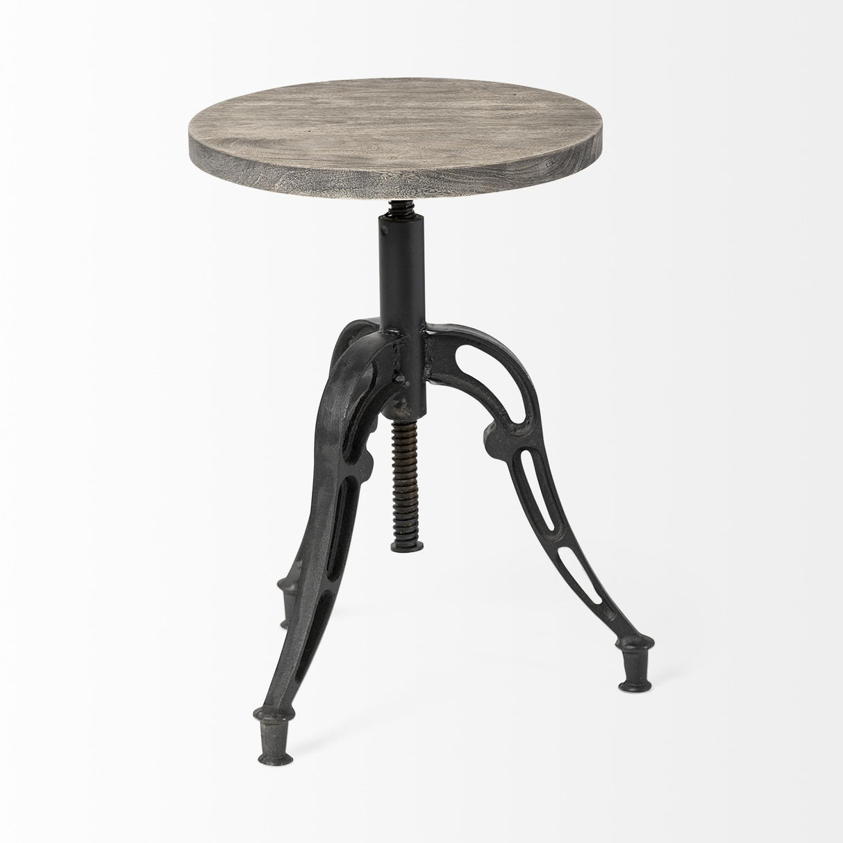 Mercana Emslie I 19"-25" Brown Wood Seat Black Metal Frame Stool