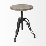 Mercana Emslie I 19"-25" Brown Wood Seat Black Metal Frame Stool