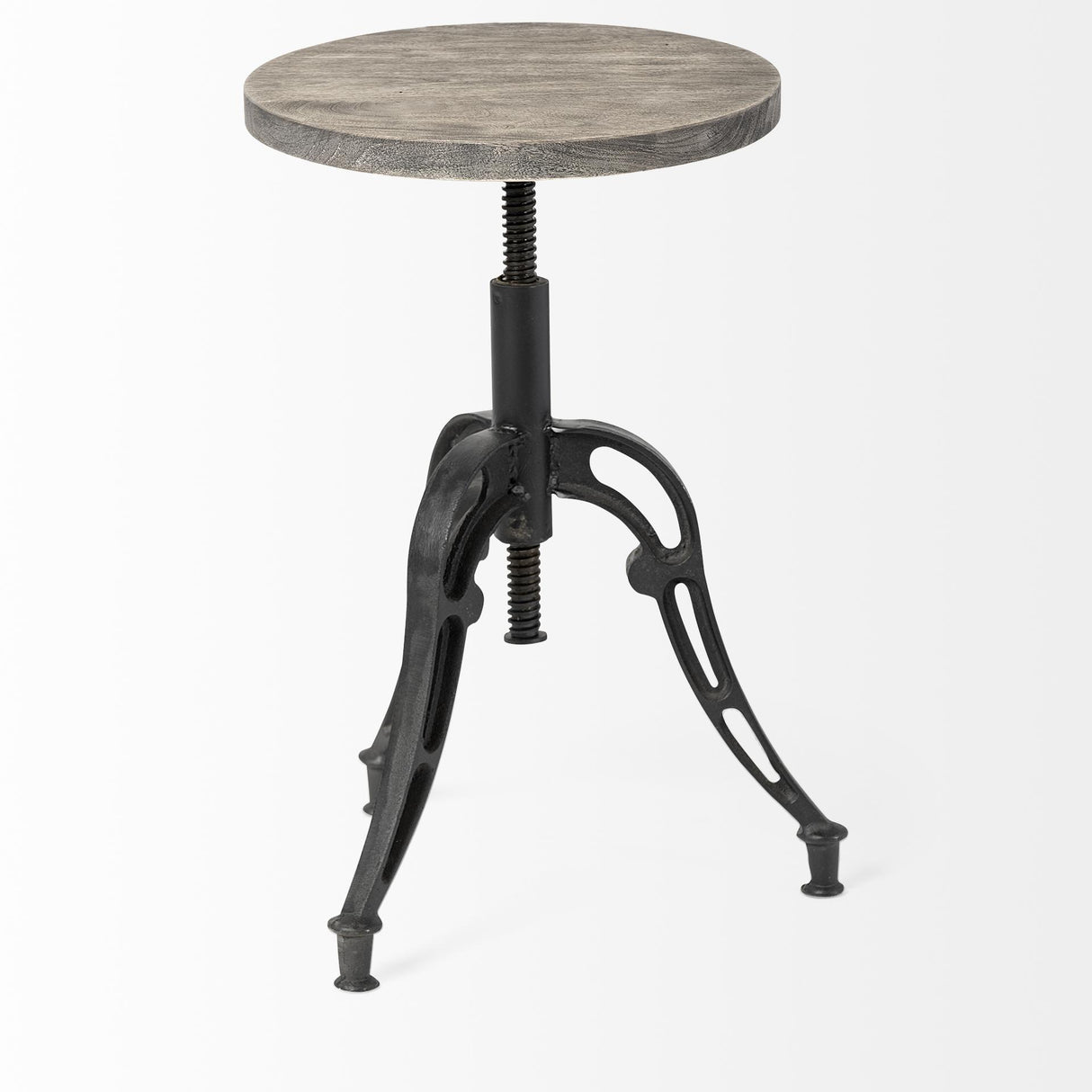 Mercana Emslie I 19"-25" Brown Wood Seat Black Metal Frame Stool