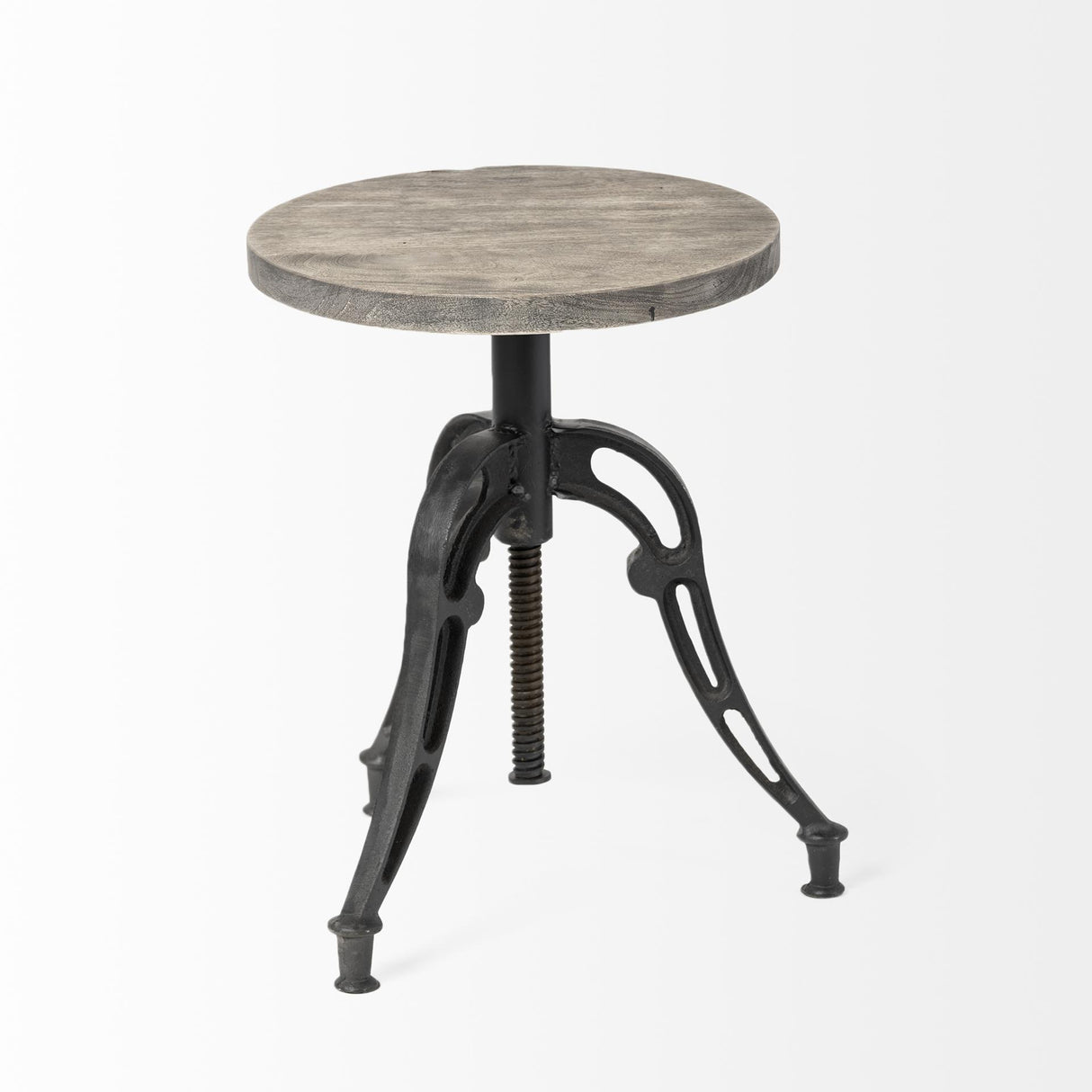 Mercana Emslie I 19"-25" Brown Wood Seat Black Metal Frame Stool